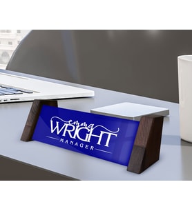BK Gift Kişiye Özel İsimli Ahşap Ayaklı Mavi Akrilik Masa İsimliği, Ofis Dekoru, Mesleki Hediye, Ofis Hediyeleri-4