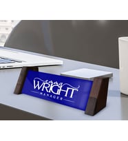 BK Gift Kişiye Özel İsimli Ahşap Ayaklı Mavi Akrilik Masa İsimliği, Ofis Dekoru, Mesleki Hediye, Ofis Hediyeleri-4