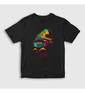 Presmono Unisex Çocuk Siyah Helmets Daft Punk T-Shirt 59788tt