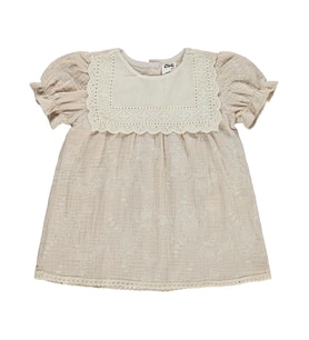 Civil Baby Kare Yaka Brodeli 6-18 Ay Elbise - Bej