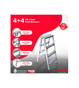 ASVERA 4+4 ÇİFT ÇIKIŞLI PROFİL MERDİVEN (Gri)