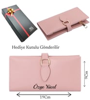 Kişiye Özel İsimli Kadın Deri Cüzdan - Hediye Kutulu Somon Pembe - Telefon Bölmeli