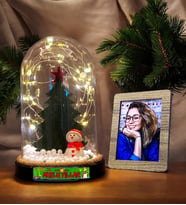 Yeni Yıl Hediyesi - Size Özel Fotoğraflı Led Işıklı Yılbaşı Temalı Fanus -Yılbaşı Hediyesi