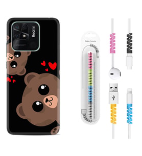 Xiaomi Poco X3 Pro M4 Pro X4 Pro C40 10C Kılıf Kablo Koruma Spiral Silikon Love Animals 1780