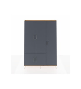 Hyperion Dolap 7 Raflı 5 Kapaklı Tek Askılı 132x44x195 Çam-Antrasit/Çam
