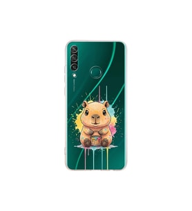 Huawei Y6P ile Uyumlu Splash Kapibara Tasarımlı Şeffaf Silikon Kılıf