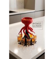 Ahtapot Tasarımlı 8'li Pratik Bardak ve Shot Doldurucu Dağıtıcı Aparat