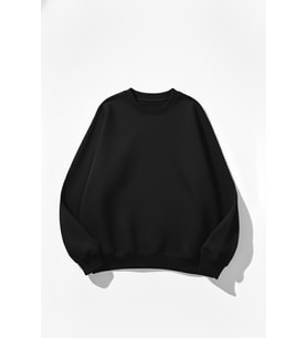 Unisex Yumuşak Dokulu Düz 3 İplik Oversize Sıfır Yaka Sweatshirt – Sade ve Modern Görünüm (Siyah)
