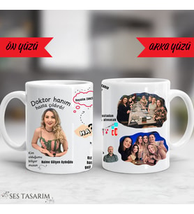 Kendin tasarla Porselen Kupa Bardak, Kişiye Özel Kupa Bardak - Çift Taraf Fotoğraf Baskılı, Hediye (Beyaz)