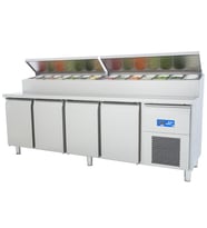 Öztiryakiler Dört Inox Kapılı Buzdolabı Pizza Hazırlık Tablalı, Tag 470 Ntv, 240x70 Cm