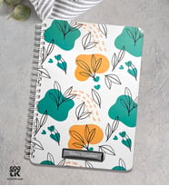 Kişiye Özel Co Notes Marka Beyaz Renk Yeşil Turuncu Yaprak Modelli Kareli Defter GDTK-906116