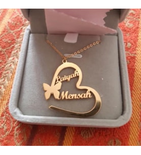 Kişiye Özel Kalp ve Kelebek 925K Gümüş Kolye