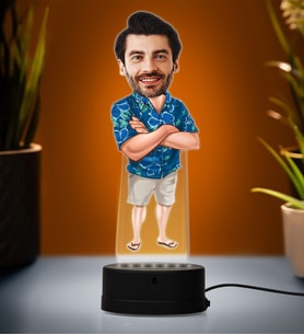 Doğum Günü Hediyesi,Sevgiliye Hediye, Kişiye Özel Fotoğraflı Yakışıklı Erkek Karikatür 3D Led Lamba (Beyaz)