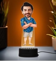 Doğum Günü Hediyesi,Sevgiliye Hediye, Kişiye Özel Fotoğraflı Yakışıklı Erkek Karikatür 3D Led Lamba (Beyaz)