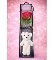 Sevimli Beyaz Ayıcık Sevgililer günü – Just For You Özel Tasarım Hediye (Çok Renkli-Renksız)