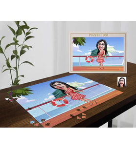 BK Gift Kişiye Özel Tatilci Kadın Tasarımlı 1000 Parça Profesyonel Puzzle-4, 1000 Puzzle, Arkadaşa Hediye