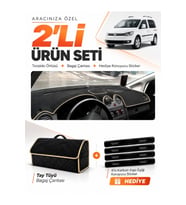 e-biz VOLKSWAGEN CADDY (2010-2015) Uyumlu Torpido Örtüsü + Tay Tüyü Çanta - Siyah-Bej - VW002