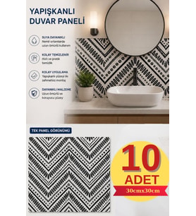 10 Adet 30x30cm Retro Etnik Desen Köpük Yapışkanlı Mutfak Banyo Duvar Paneli Kağıdı CYCZT0096