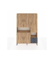 Arges Dolap 10 Raflı 2 Çekmeceli 5 Kapaklı 132x30x195 Çam-Çam/Antrasit
