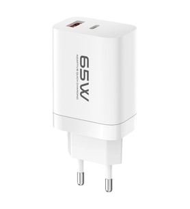 C99Q 65W Pd Destekli Type-C Usb Çift Çıkışlı Hızlı Şarj Adaptörü - Beyaz