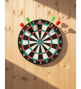 15 İnç Dart Tahtası 4 Metal Uçlu Dart Oku Dayanıklı Ahşap Gövde