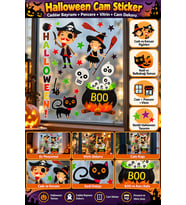 Halloween Cadılar Bayramı Cam Sticker Cadı Korsan Kedi Balkabağı Pencere Vitrin Dekorasyonu