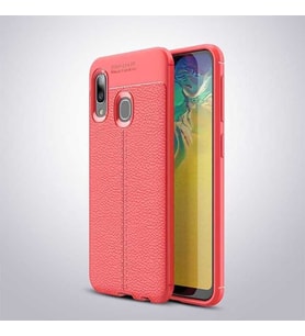 Samsung Galaxy A20 Kılıf Esnek Pu-Deri Leather-Pu Serisi Protected Case (Kırmızı)