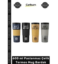 #Mug Have a Nice Day Baskılı Vakumlu Sızdırmaz 600 ml Paslanmaz Çelik Termos Mug Bardak