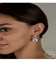 Swarovski Crystal Taşlı Gümüş Beyaz Sallantılı Kadın Küpe