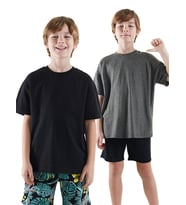 Erkek Çocuk Basic Oversize 2'li T-shirt Takım (Siyah)
