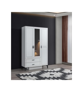 Çizgi 3 Kapılı 2 Çekmeceli Gardırop Elbise Dolabı 120x47x200