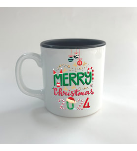 Merry Christmas 2024 Baskılı Siyah Multi Yılbaşı Kupası