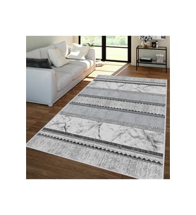 Rovigo Home Dijital Baskı Yıkanabilir Kaymaz Taban Salon Halısı RVG1350-HT362 160 x230 cm (Gri)