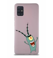 Samsung Galaxy M31S Soft Premier Kapak Plankton Tasarımlı Silikon Kılıf - Pudra (Şeffaf)