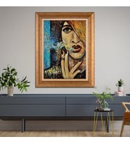 Altın Varaklı Paspartulu Çerçeveli  Tablo nat1040