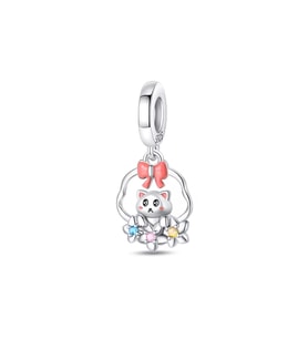 Tatlı Kedicik Sallantılı Gümüş Charm