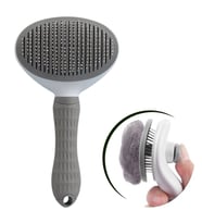 Mcg® Kedi Köpek Tüy Toplayıcı Kendini Temizleyebilen Ergonomik Rahat Evcil Hayvan Tarağı Gri