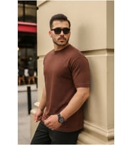 Erkek Kolları Dar Kesim Rahat Kalıp Basic Tişört