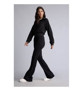Defacto Flare Fit Ribana Siyah Kadın Pantolon E0628AX/BK81