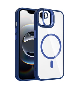 Apple iPhone 16E Uyumlu Kılıf Standlı ve Kamera Lens Hediyeli M-Safe Şarj Özellikli Zore Etro Kapak (Lacivert)