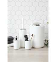 4'lü Beyaz, Banyo Aksesuar Seti, Çöp Kovası Seti - Brazil Model