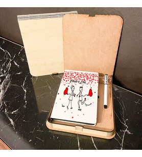 Çöp Çiftler Ahşap Kutulu Defter Kalem Set