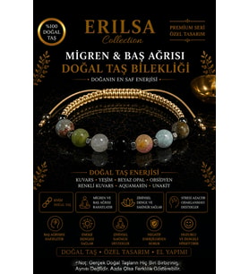 Sertifikalı Migren Baş Ağrısı Doğal Taş Bilekliği - Ayarlanabilir Unisex Premium Tasarım 8MM
