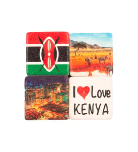 Kenya Temalı Dörtlü Taş Magnet (Karışık)