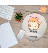 Kişiye Özel Sevimli Hayvan Temalı Bezdum Yazılı Bilek Destekli Mouse Pad