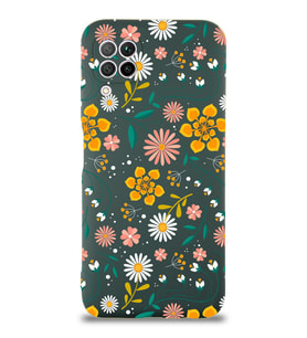 Huawei P 40 Lite Uyumlu Lansman Kılıf Çiçek Tasarımlı İçi Kadife Kapak (Yeşil)