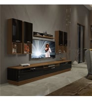 Decoraktiv Trendstyle 8DA Slm Tv Ünitesi Tv Sehpası - Ceviz Siyah (Siyah - Ceviz)