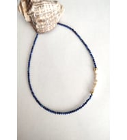 SERTİFİKALI 3 MM LAPİS LAZULİ, GERÇEK İNCİ DOĞALTAŞ KOLYE