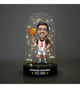 Basketbolcu Karikatürlü Işıklı Fanus Biblo