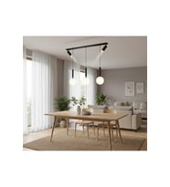 Siyah 5’li Modern Sarkıt Avize E27 Opal Cam ve GU10 Os ram LED Spot MasaÜstü Salon Vitrin Avize